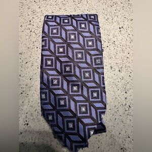 Elegant Blue and Black Geometric Tie